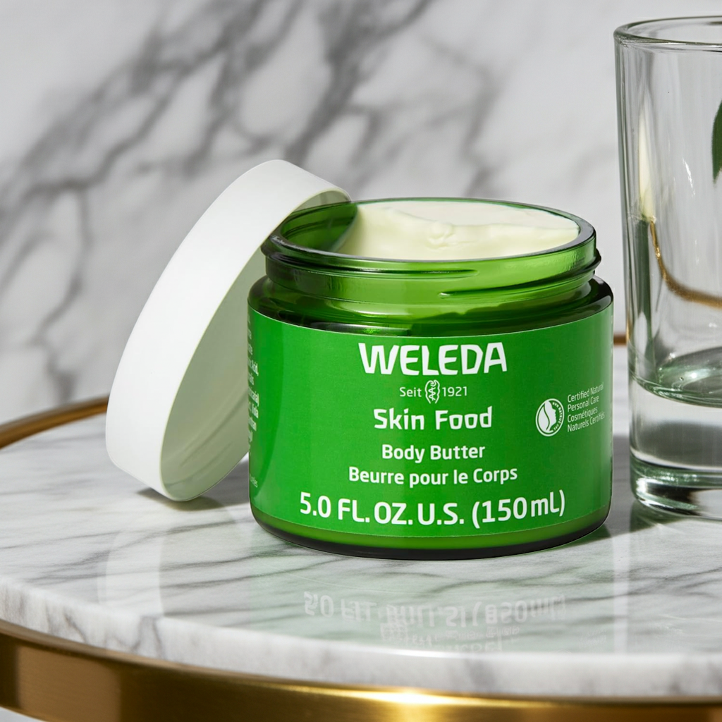 Weleda Skin Food Body Butter 5 Fluid Ounce, Sustainable Glass Jar, Plant Rich Hydrating Moisturizer with Shea and Cocoa Butter, Sweet Almond Oil and Pansy